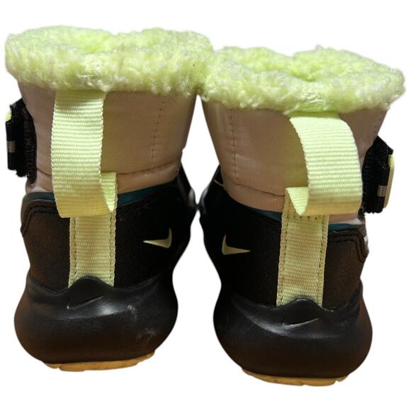NIKE Flex Advance Winter Snow Boot 6C Toddler Cream Black Lime Green - Picture 4 of 12